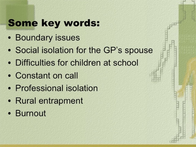Caring for General Practitioners and their Families 013